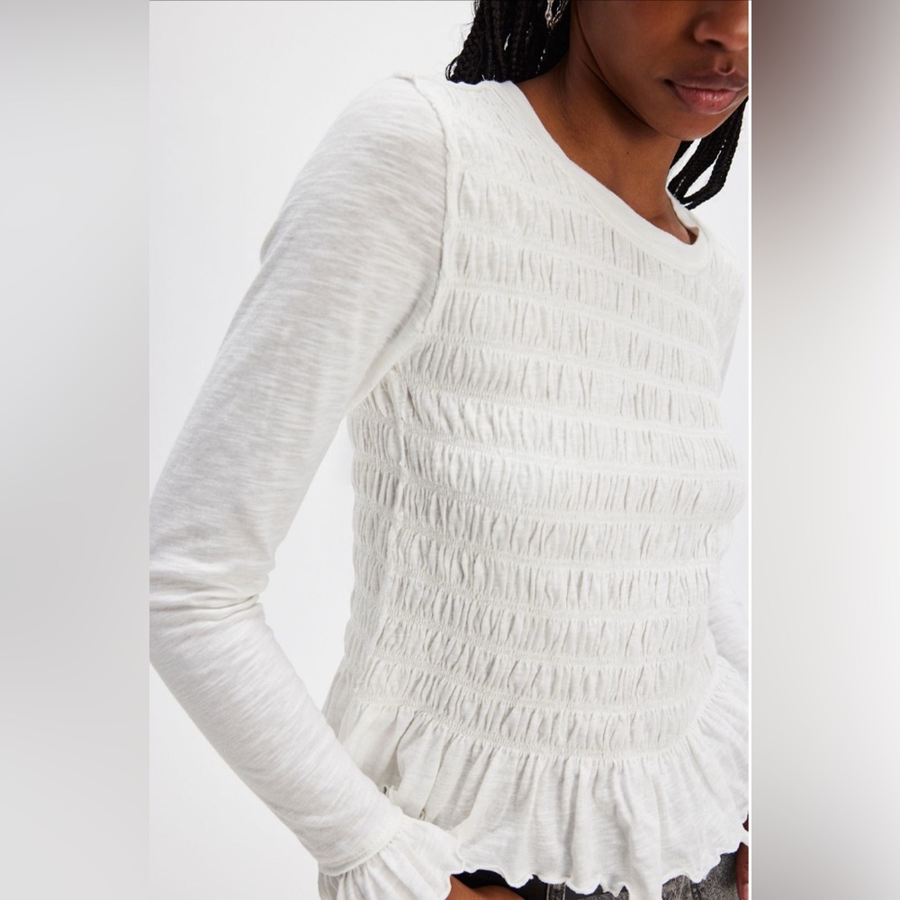 FREE PEOPLE We The Free Sylvie Long Sleeve TEE TOP - Picture 2 of 9